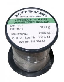 Edsyn Solder 0,5mm - Sn62pb36ag2 LÖtdraht Ø 0,35mm 100g - SU 35100