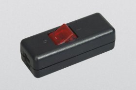 InterbÄr Power Cord Switch - Schnur-zwischenschalter Serie 8010 Schwarz-rot Beleuchtet