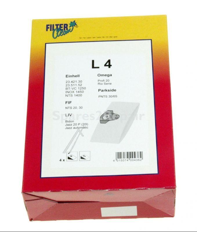 Filterclean Vacuum Cleaner Bags - L4 000151-k Paper Dust Bags X 4 Jcb Ru