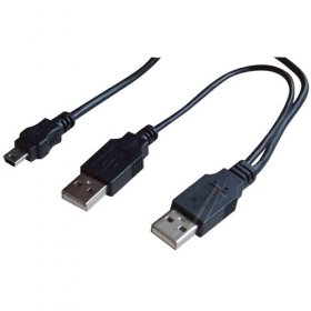 Com 2x Type A Plug/mini Usb Plug - Usb-y Lead - 2xusb-a-plug - Mini-usb-plug (5p) 0,6m Com 2x Type A Plug/mini Usb Plug - Usb-y Lead - 2xusb-a-plug - Mini-usb-plug (5p) 0,6m