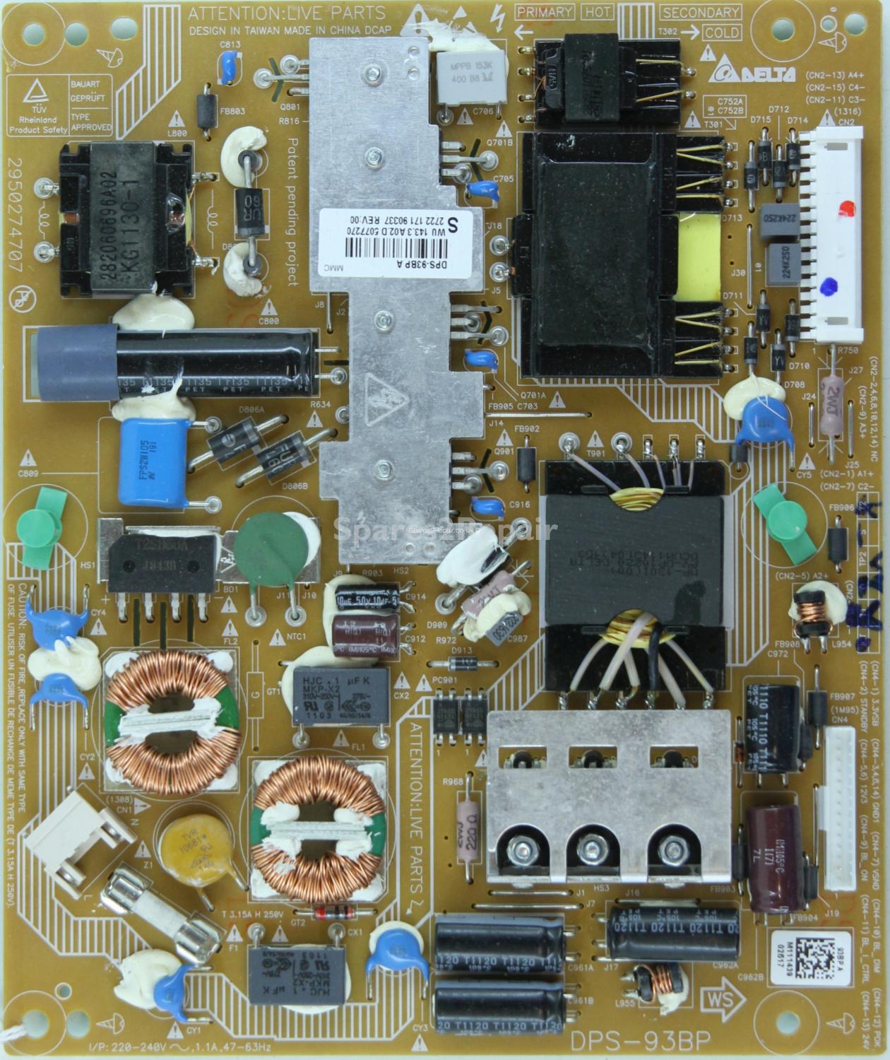 Philips 32PFL7606T - PSU - DPS-93BP A - 2722 171 90337 - 2950274707
