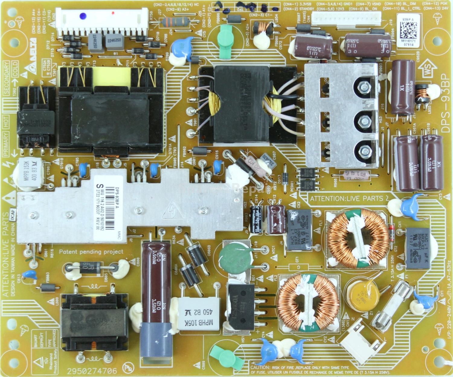 Philips 32PFL6606T/12 - Power Supply - DPS-93BP A - 2722 171 90337 - REV:00 - 2950274706