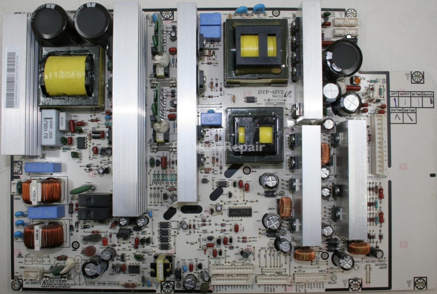 Samsung PS-42Q7HDX - PSU - BN96-03743A - DYP-42V5 Rev 1.1